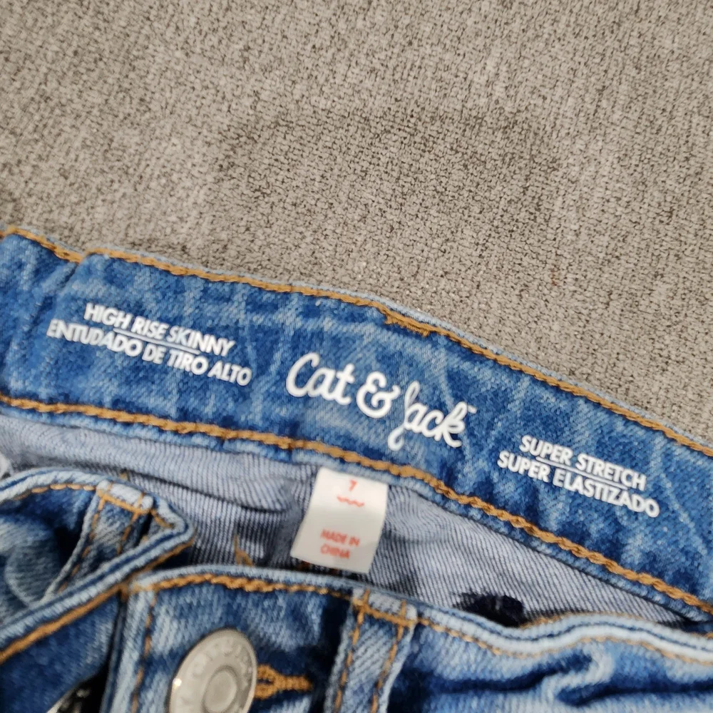 Cat & Jack Light Blue Skinny Jeans with Fun Patches - Picture 3 of 3